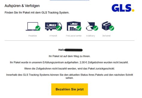 phishing mail gls paketverfolgung